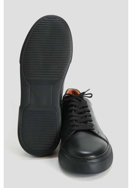 Tommy Siyah Erkek Deri Sneaker Ayakkabı