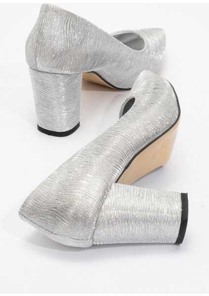 Kadın Ökçeli Stiletto Gümüş Dalgalı Sim fırsatları