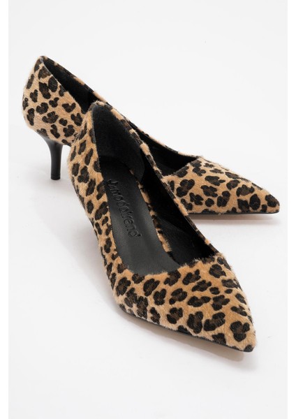 Kadın Sivri Burunlu Stiletto Leopar