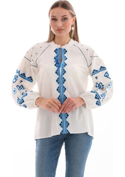 Nakış Işlemeli Vintage Bluz