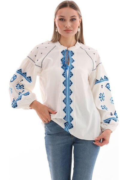 Nakış Işlemeli Vintage Bluz