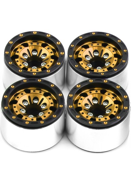 Alüminyum 1.0 Beadlock Tekerlek Jantları 1/18 Rc Paletli Araba Eksenel SCX24 Fms FCX24 TRX4M Altın + Siyah (Yurt Dışından)
