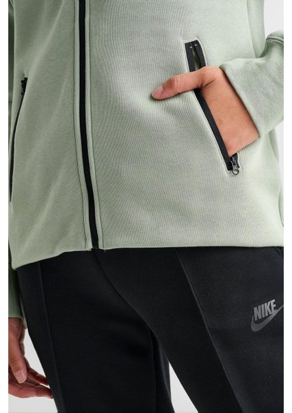 Sportswear Tech Fleece Full Zip Hoodie Dark Heather Black Kadın Kapüşonlu Sweatshirt Su Yeşili fırsatları