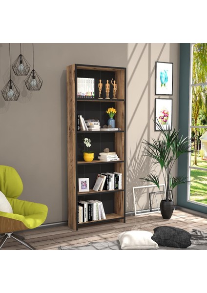 Arem 5 Raflı Kitaplık Atlantik Çam - Siyah