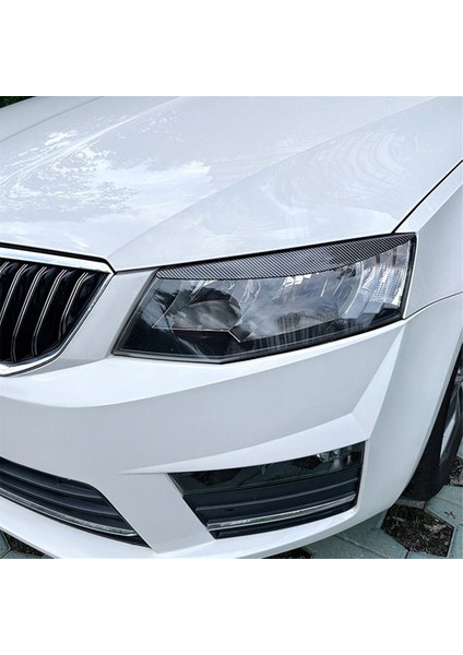 Araba Ön Far Kapağı Başkanı Işık Lambası Göz Kapağı Kaş Trim Abs Skoda Octavia Için Mk3 2015-2017 Karbon Fiber (Yurt Dışından)