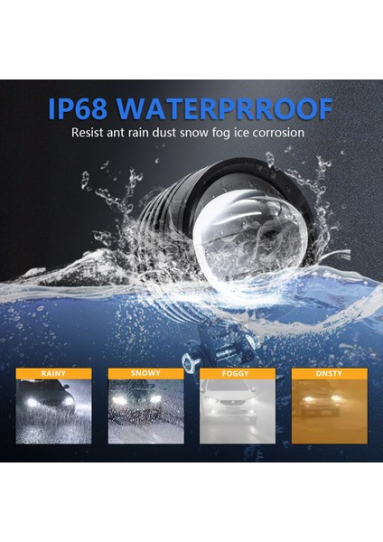 3 Inç Motosiklet Far 30 W 6000LM Balıkgözü LED Motosiklet Işık Far Sürüş Sis Spot Beyaz + Sarı Işık (Yurt Dışından) modelleri