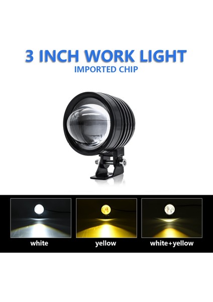 3 Inç Motosiklet Far 30 W 6000LM Balıkgözü LED Motosiklet Işık Far Sürüş Sis Spot Beyaz + Sarı Işık (Yurt Dışından) indirimleri