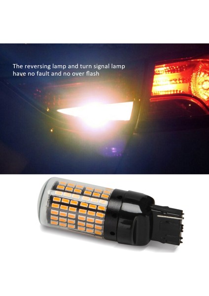 2 Adet Süper Parlak Canbus T20 7440 W21W WY21W 144-SMD Ters Işık Dönüş Sinyal Işığı Hata Ücretsiz Hiçbir Hyper Flaş T20 7440 LED Ampuller, Siyah Kabuk (Sarı Işık) (Yurt Dışından)