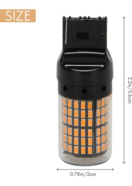 2 Adet Süper Parlak Canbus T20 7440 W21W WY21W 144-SMD Ters Işık Dönüş Sinyal Işığı Hata Ücretsiz Hiçbir Hyper Flaş T20 7440 LED Ampuller, Siyah Kabuk (Sarı Işık) (Yurt Dışından)