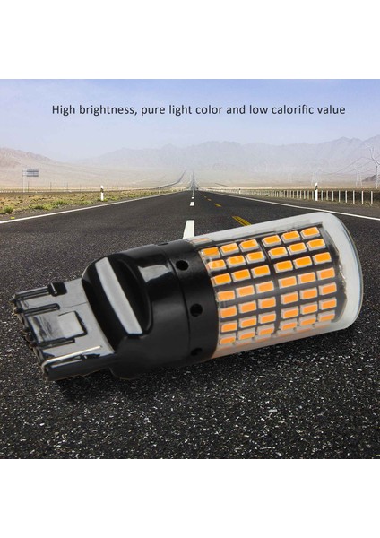 2 Adet Süper Parlak Canbus T20 7440 W21W WY21W 144-SMD Ters Işık Dönüş Sinyal Işığı Hata Ücretsiz Hiçbir Hyper Flaş T20 7440 LED Ampuller, Siyah Kabuk (Sarı Işık) (Yurt Dışından)