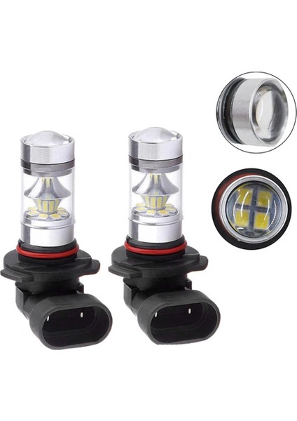 2x 6000K Süper Beyaz H10 9045 9145 9140 100W 1200LM LED Sis Ampul Projektör Sürüş Drl (Yurt Dışından)