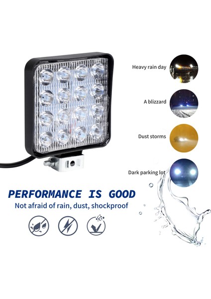 Adet 48W 6000K LED Spot Işın Kare Çalışma Lambaları Lamba Traktör Suv Kamyon 4WD 12V 24V (Yurt Dışından)