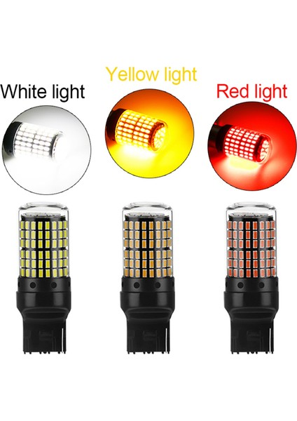 2 Adet Araba LED Ampuller 3157 P27-7W T25 LED P27W Canbus Lamba Yüksek Güç Hata Yok Ücretsiz Ters Işık Dönüş Fren Lambası Sarı (Yurt Dışından)