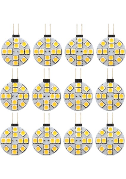 12PCS G4 Puck Işıkları LED Ampuller Yan Pin Tabanı Yuvarlak G4 5050 12SMD LED Rv Camper Işık Ev Okuma Işığı, Sıcak Beyaz (Yurt Dışından)
