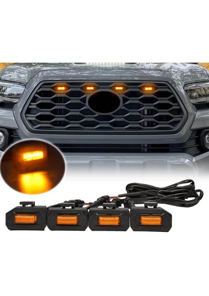 Adet LED Ön Izgara Işıkları Toyota Tacoma Raptor Trd Off Road Sport 2020 2021 Harici Izgara Lambaları, Amber Işık (Yurt Dışından) modelleri
