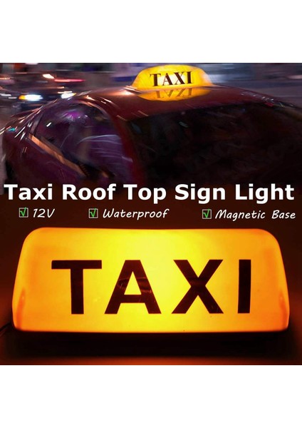 12V Su Geçirmez Üst Tabela Manyetik Metre Kabin Lambası Işığı LED Taxı Sinyal Lambası - Sarı (Yurt Dışından)