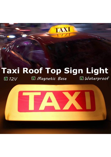 12V Su Geçirmez Üst Tabela Manyetik Metre Kabin Lambası Işığı LED Taxı Sinyal Lambası - Sarı (Yurt Dışından)