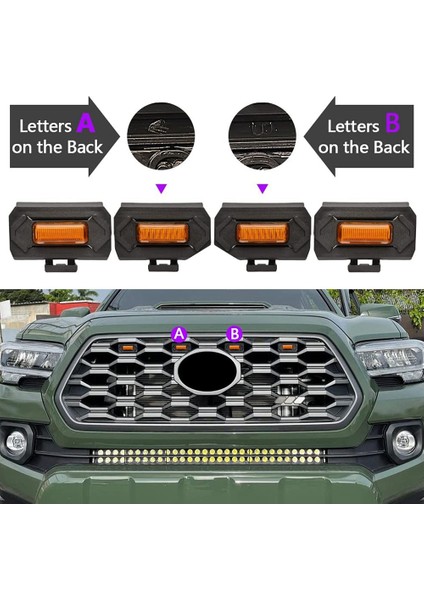 Adet LED Ön Izgara Işıkları Toyota Tacoma Raptor Trd Off Road Sport 2020 2021 Harici Izgara Lambaları, Amber Işık (Yurt Dışından) indirimleri