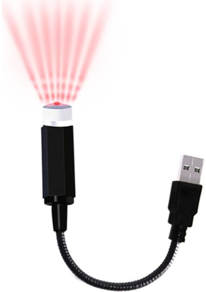 USB Araba Çatı Yıldız Projektör Işığı LED Iç Lamba, Romantik Dekorasyon Yıldız Işıkları Gece Atmosfer Işığı (Kırmızı) (Yurt Dışından)