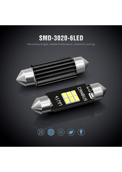 Son Derece Parlak 400 Lümen 3020 Yonga Seti Canbus Hatasız Iç Mekan LED Ampuller Araba Işıkları Plaka Kubbe Haritası Kapı Nezaket 41MM Festoon DE3175 6428 Xenon Beyaz (Yurt Dışından) modelleri