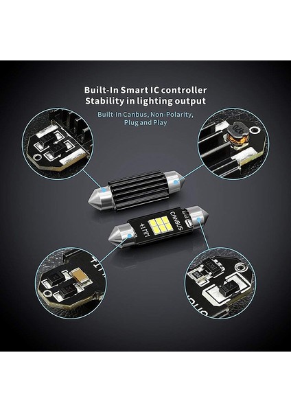 Son Derece Parlak 400 Lümen 3020 Yonga Seti Canbus Hatasız Iç Mekan LED Ampuller Araba Işıkları Plaka Kubbe Haritası Kapı Nezaket 41MM Festoon DE3175 6428 Xenon Beyaz (Yurt Dışından) fırsatları