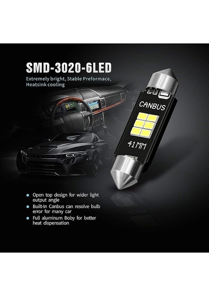 Son Derece Parlak 400 Lümen 3020 Yonga Seti Canbus Hatasız Iç Mekan LED Ampuller Araba Işıkları Plaka Kubbe Haritası Kapı Nezaket 41MM Festoon DE3175 6428 Xenon Beyaz (Yurt Dışından) indirimleri