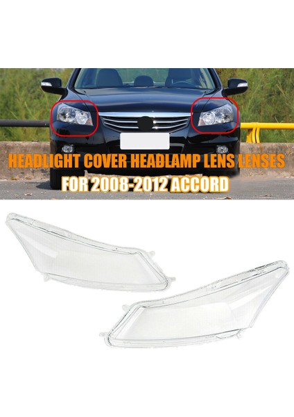 Honda Accord 2008-2012 Için Sol + Sağ Araba Far Camı Kapağı Far Lamba Gölge Ön Otomatik Işık Muhafazası (Çift) (Yurt Dışından)