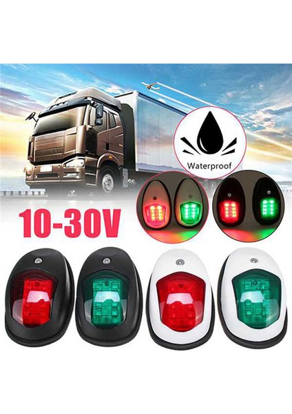 2 Adet LED Navigasyon Işığı Sinyal Uyarı Lambası Deniz Yat Kamyon Römork Van Sancak Liman Yan Işık Siyah (Yurt Dışından)