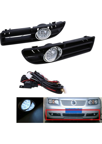 Araba LED Sis Lambası Ön Izgara-Vw Bora Jetta Mk4 1999-2007 1 Çift (Yurt Dışından)