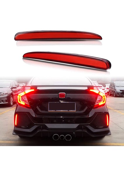 Araba LED Arka Tampon Sis Lambası Fren Lambası Dinamik Dönüş Sinyali Reflektör Honda Civic Type R 2016-2018 (Yurt Dışından)