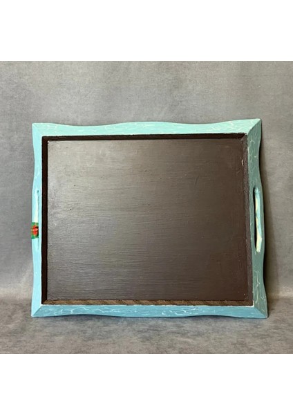 El Yapımı Yılbaşı Temalı Epoksi Yüzeyli Ahşap Tepsi - 31 X 37 Cm