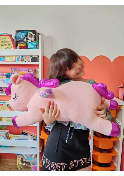 Sevimli Tek Boynuzlu At Ünicorn 70 cm Uyku Arkadaşı Peluş Oyuncak Ponny