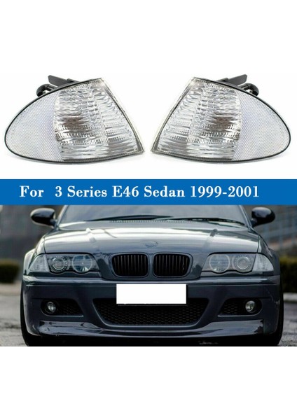 Çift Park Sinyal Köşe Işaretleyici Işıklar Lambalar Lensler-Bmw 3 Serisi E46 1999-2001 Sedan Wagon 63136902765 63136902766 (Yurt Dışından)