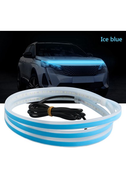 LED Araba Motor Kaputu Atmosfer Lambası Tipi Gündüz Farı Yönergeleri Dekoratif Işıklar Mavi 150 cm (Yurt Dışından)