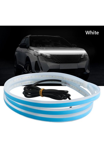 LED Araba Motor Kaputu Atmosfer Lambası Tipi Gündüz Farı Yönergeleri Dekoratif Işıklar Mavi 150 cm (Yurt Dışından)