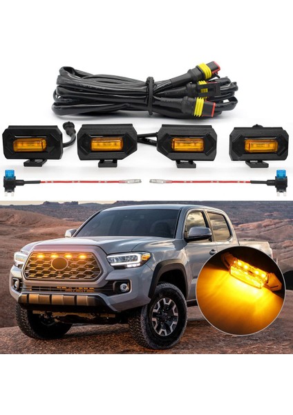 Yeni Merkezi Izgara 12V LED Küçük Sarı Işık Güçlendirme Karabina 2020 Toyota Tacoma Trd Off-Road Trim Işık (Yurt Dışından)