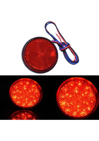 Yuvarlak Araba Kuyruk Işık Dikdörtgen LED Reflektör Işık Kamyon Yan Uyarı Işığı 24 Smd Kırmızı (Yurt Dışından)