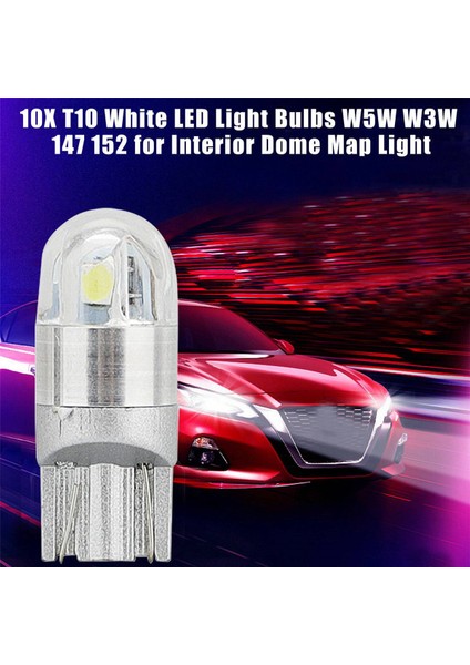 10 Adet 6000K Canbus T10 168 194 W5W Dome Lisans Yan Işaretleyici LED Ampul Beyaz (Yurt Dışından)