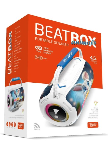 Animals Tavşan LED Işıklı Ses Bombası USB Sd Aux Bluetooth Hoparlör 20W indirimleri