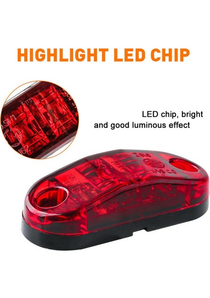 5 Adet Kırmızı LED 2.5 Inç 2 Diyot Işık Oval Gümrükleme Römork Kamyon Yan Işaret Lambası (Yurt Dışından)
