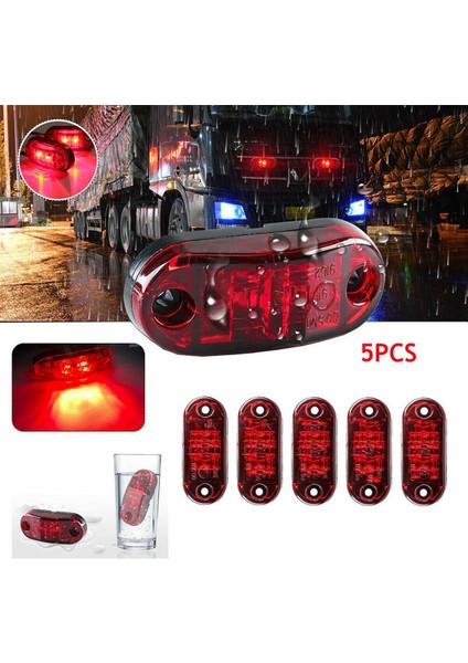 5 Adet Kırmızı LED 2.5 Inç 2 Diyot Işık Oval Gümrükleme Römork Kamyon Yan Işaret Lambası (Yurt Dışından) indirimleri