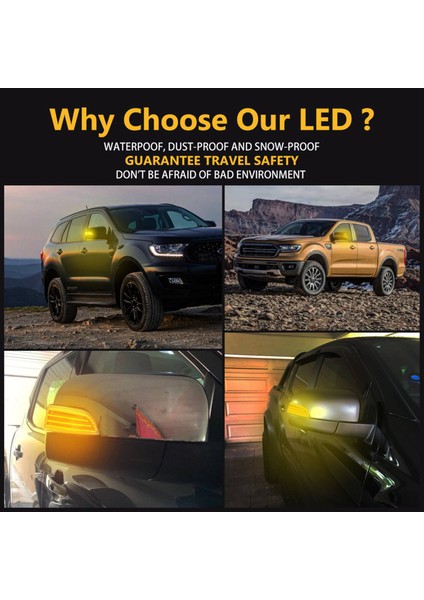Araba Dinamik LED Dönüş Sinyali Dikiz Aynası Işıkları Flaşör Ford Everest 2015-2019 Ranger T6 Raptor Wildtrak Duman (Yurt Dışından)