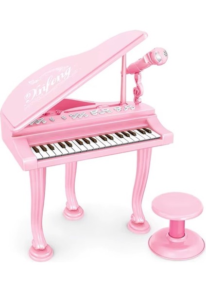 Mini Piyano Seti 37 Tuşlu Mikrofonlu ve Tabureli Oyuncak Piyano Çocuklar Için Eğlenceli Müzik Deneyimi