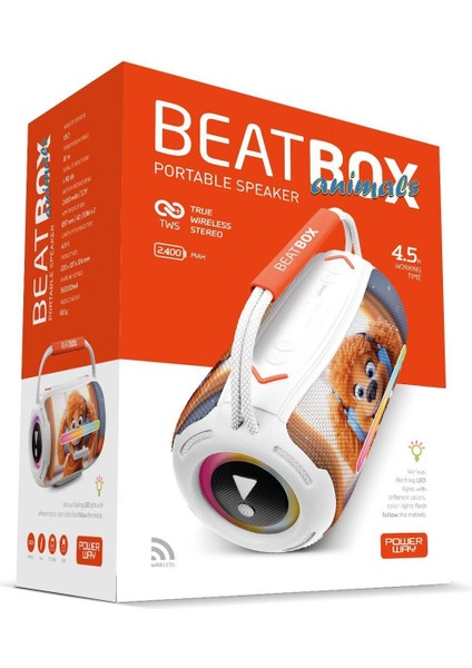 Animals Köpek LED Işıklı Ses Bombası USB Sd Aux Bluetooth Hoparlör 20W indirimleri
