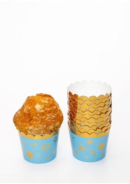Gold Yaldızlı Mavi 12'li Kek Kalıbı 6.5x5 cm fırsatları