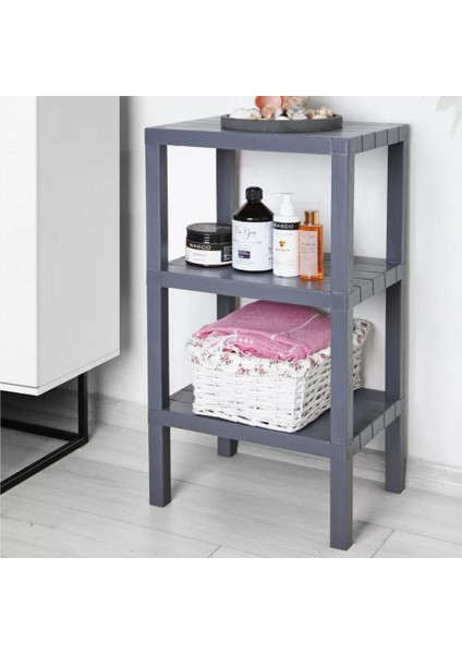 Demonte Plastik Raf 3 Katlı 38 x 29 x 74 cm Gri