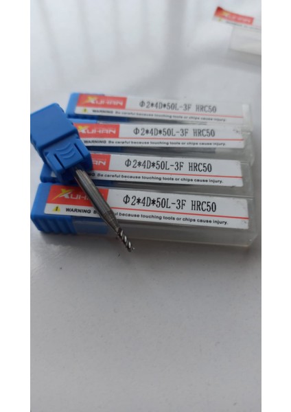 Xuhan 2X4DX50L-3F HRC50 Cnc Freze Uçları 3 Flüt 1 Adet 2X4DX50L3T
