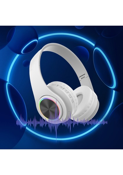 Rgb Işıklı ve Mikrofonlu Kulak Üstü Kablosuz Bluetooth Kulaklıklar 5 Saatlik Kullanım Katlanabilir Kulaklık (Yurt Dışından)