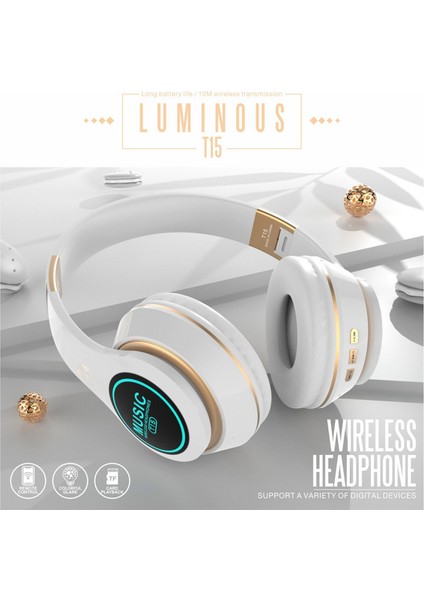 Telefonunuzda Kablosuz Müzik Çalmak Için Gelişmiş Net Stereo Ses ve Işıklı LED Bluetooth Kulaklıkları Deneyimleyin (Yurt Dışından)