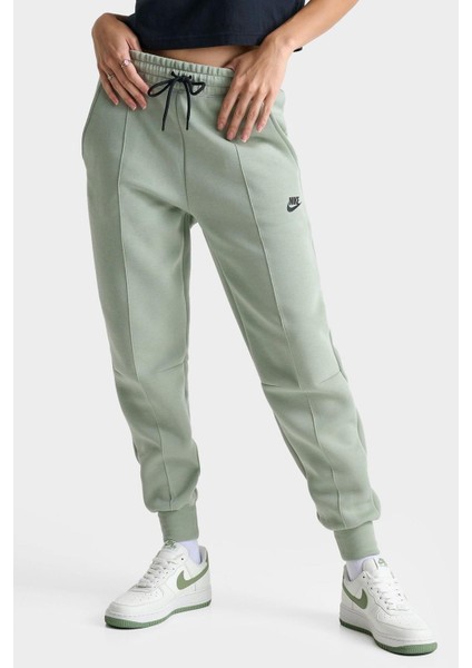 Sportswear Tech Fleece Standart Fit Mid Rise Jogger Kadın Eşofman Altı Su Yeşili